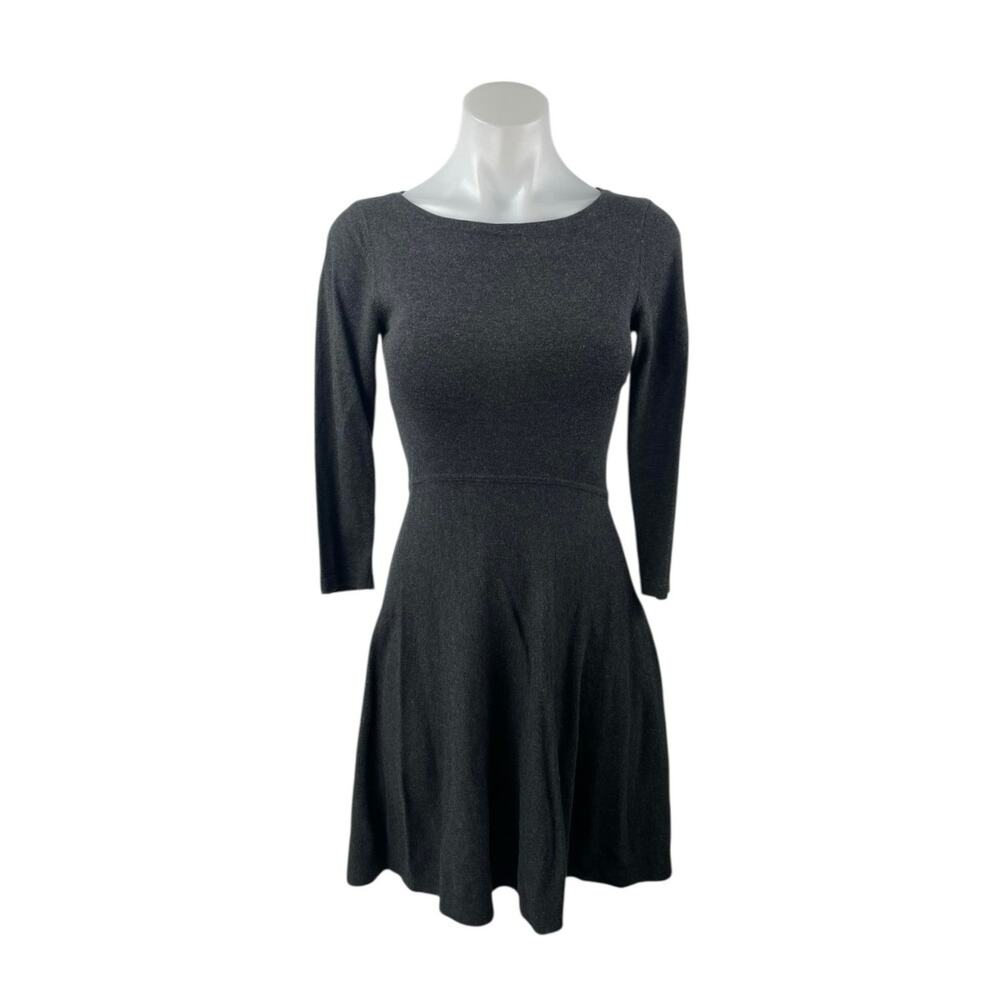 French Connection Women's Gray 3/4 Sleeve Knit Mini A-Line Sweater Dress Size 8